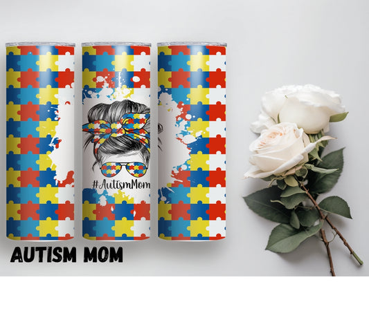 20oz Tumbler "Autism Mom"