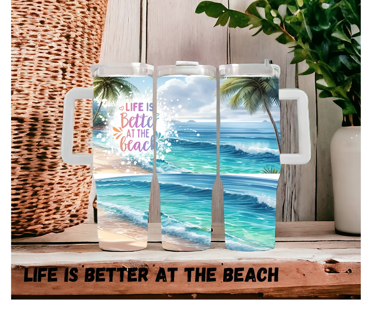 40oz tumbler "Beach theme"