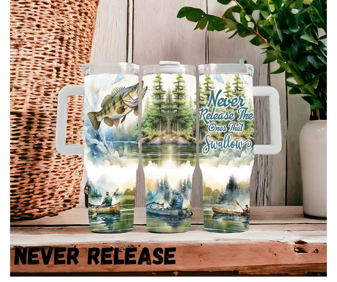 40oz Tumbler "Never Release Fishing"