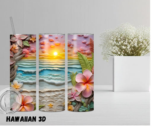 20oz Tumbler "3d Hawiian Floral"