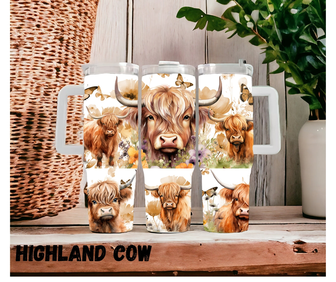 40oz tumbler "Highland Cow"