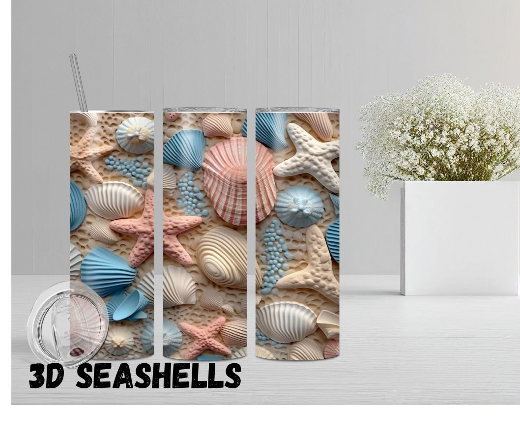 20oz Tumbler "3d Seashells"