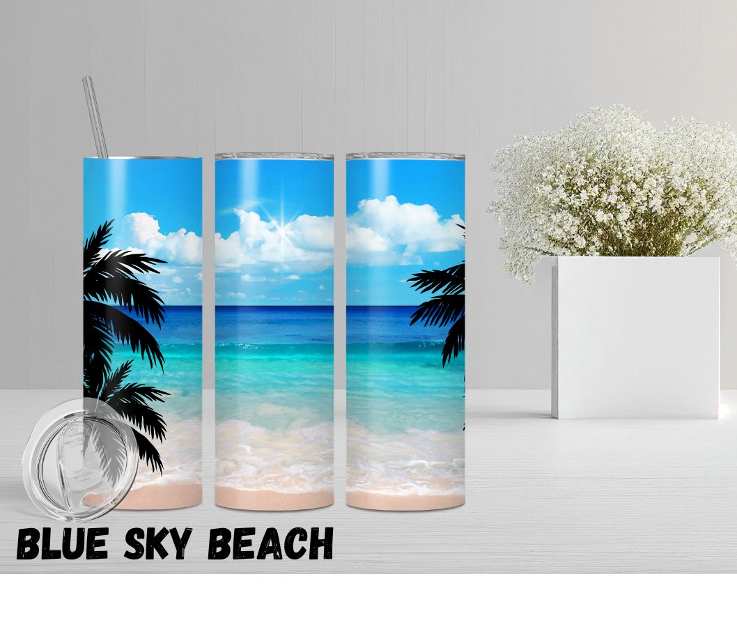 20oz Tumbler "Blue sky beach"